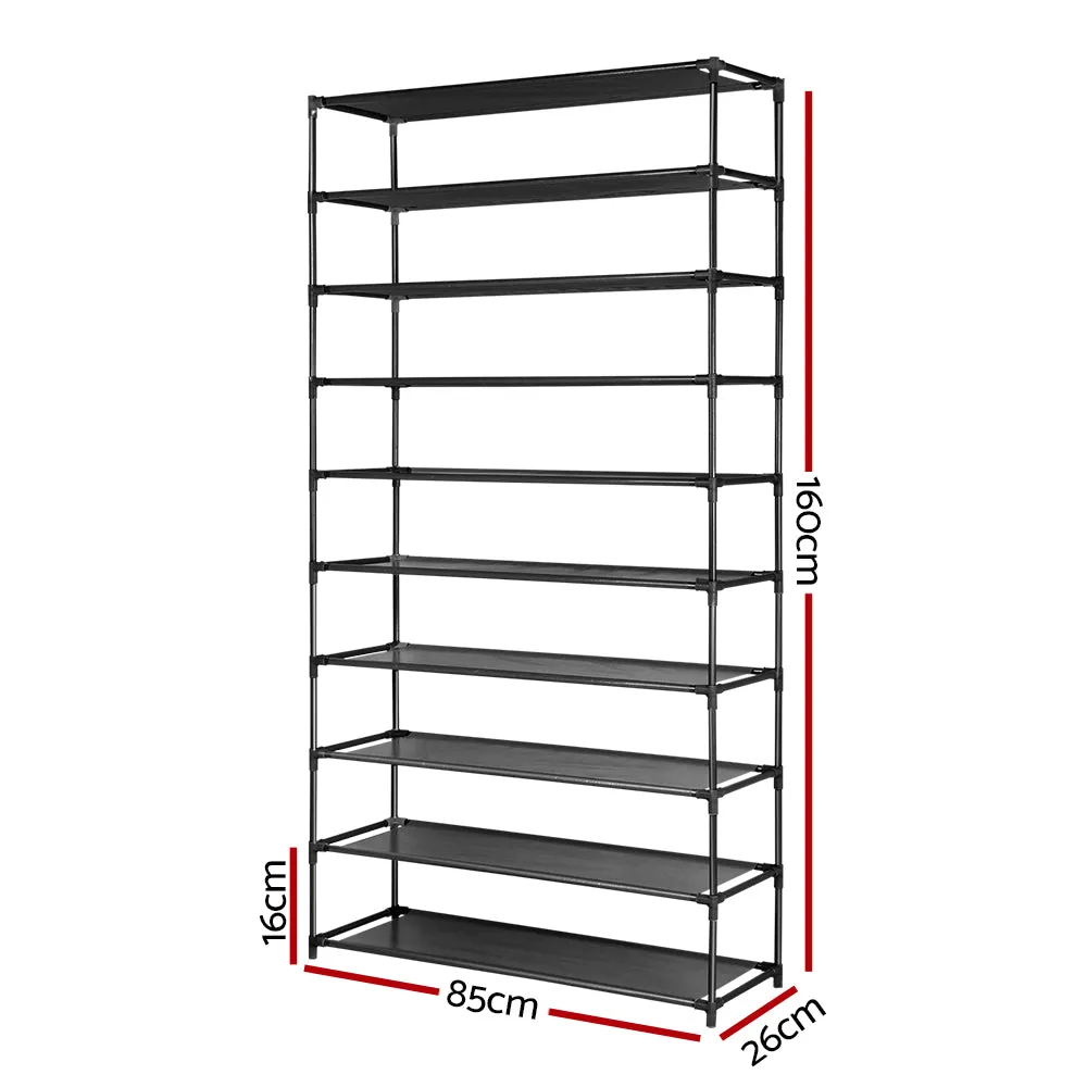 10-Tier Stackable Metal Shoe Rack, 50 Pairs, Black - Artiss