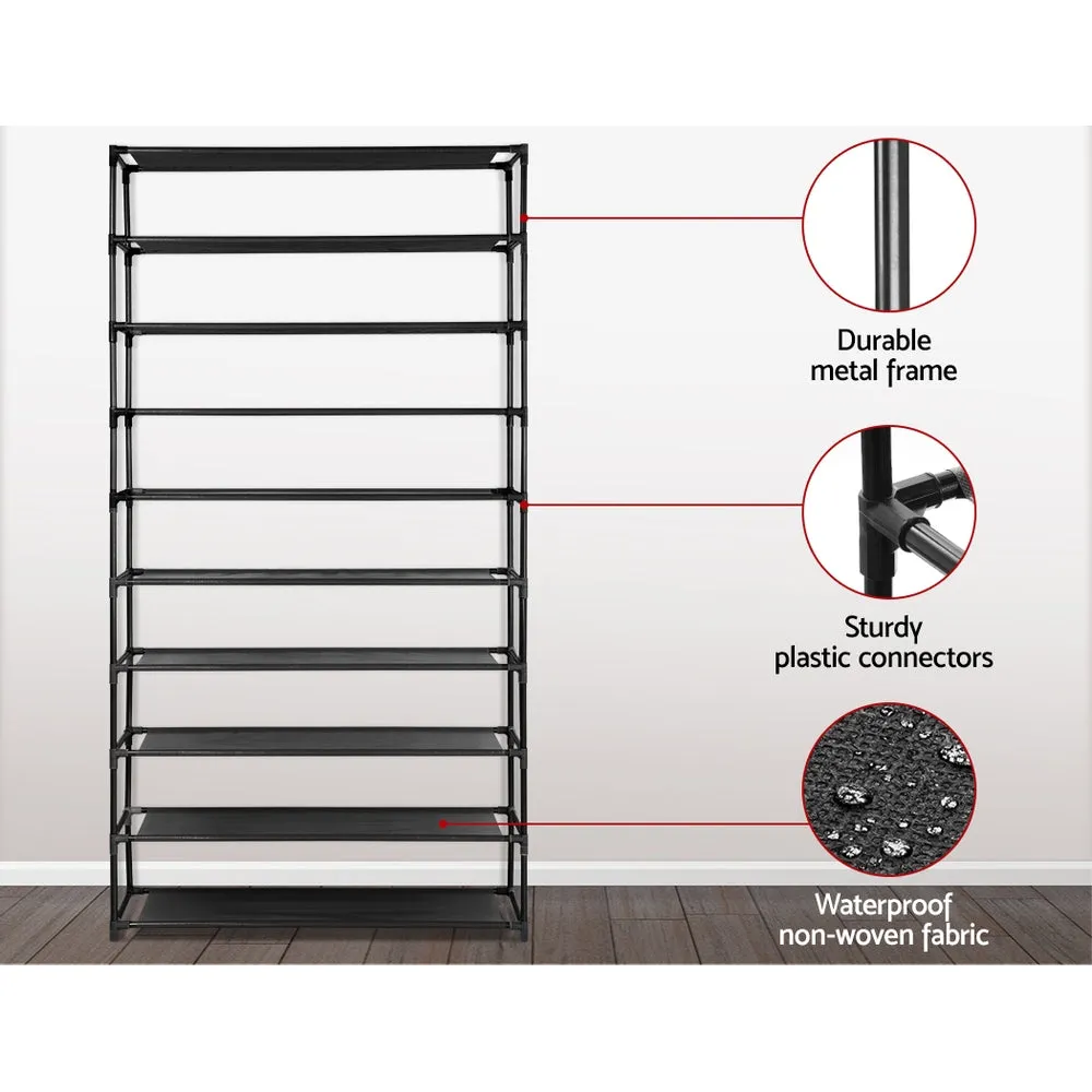 10-Tier Stackable Metal Shoe Rack, 50 Pairs, Black - Artiss