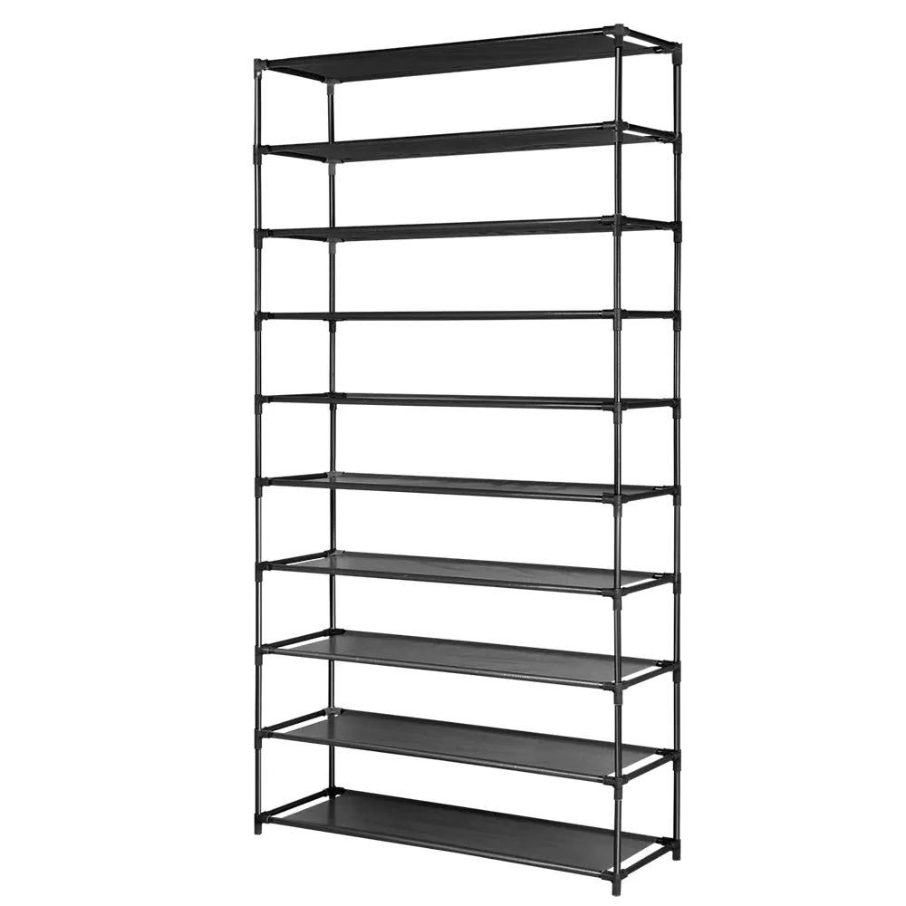 10-Tier Stackable Metal Shoe Rack, 50 Pairs, Black - Artiss