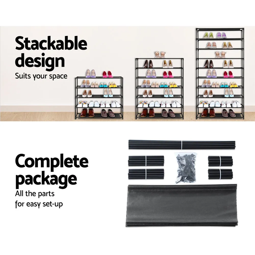 10-Tier Stackable Metal Shoe Rack, 50 Pairs, Black - Artiss