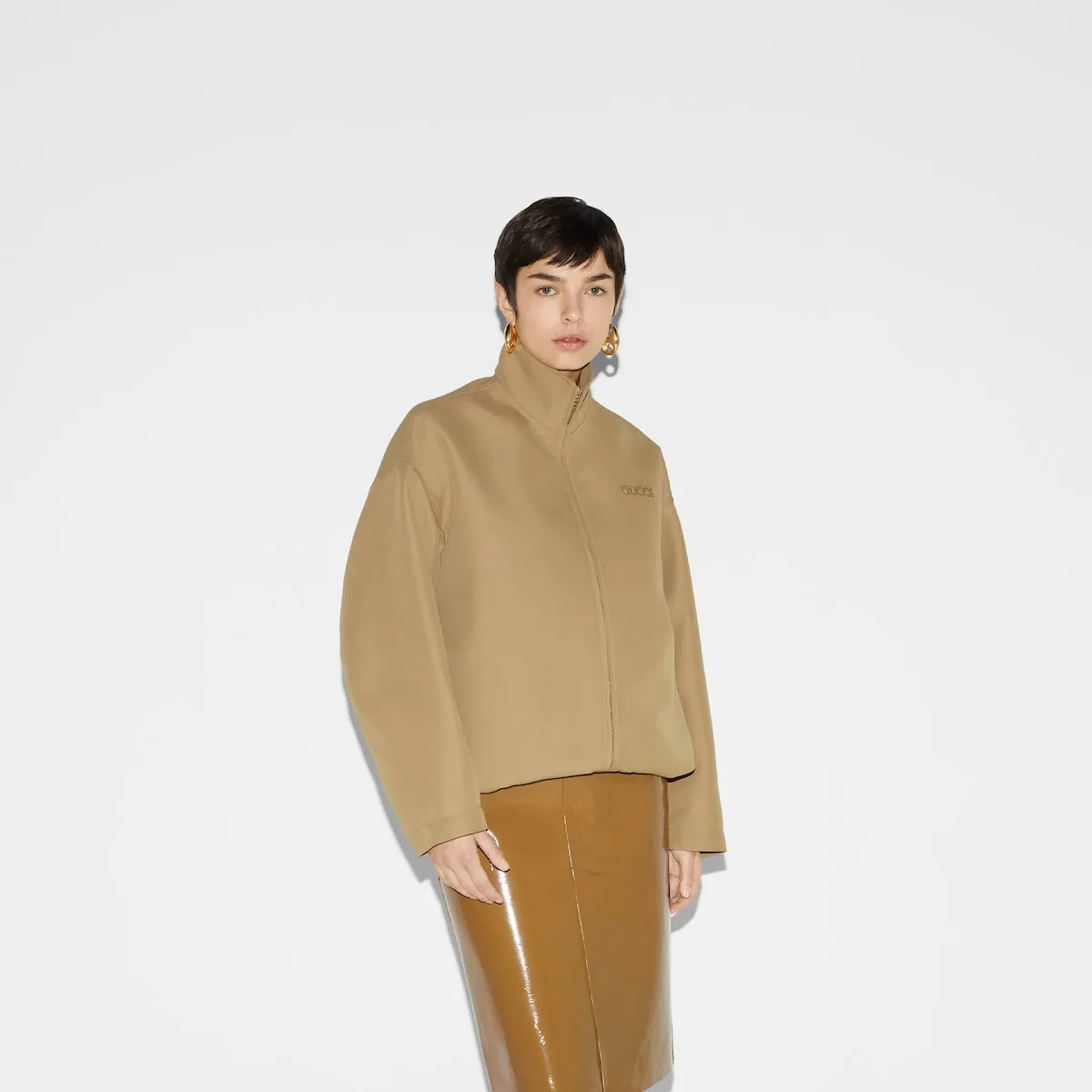 Acetate Gabardine bomber jacket