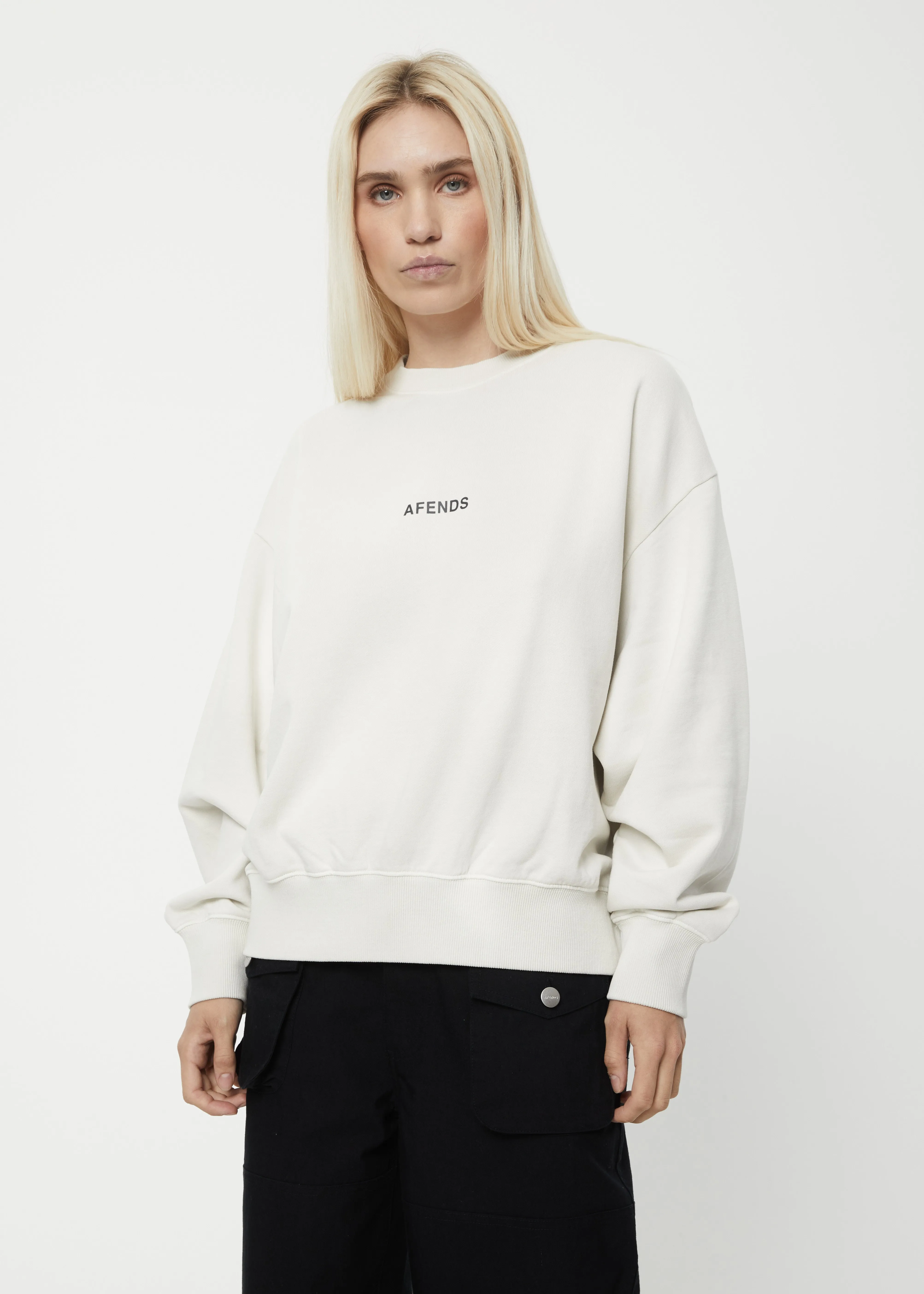 AFENDS Womens Boundless - Crew Neck Jumper - Off White
