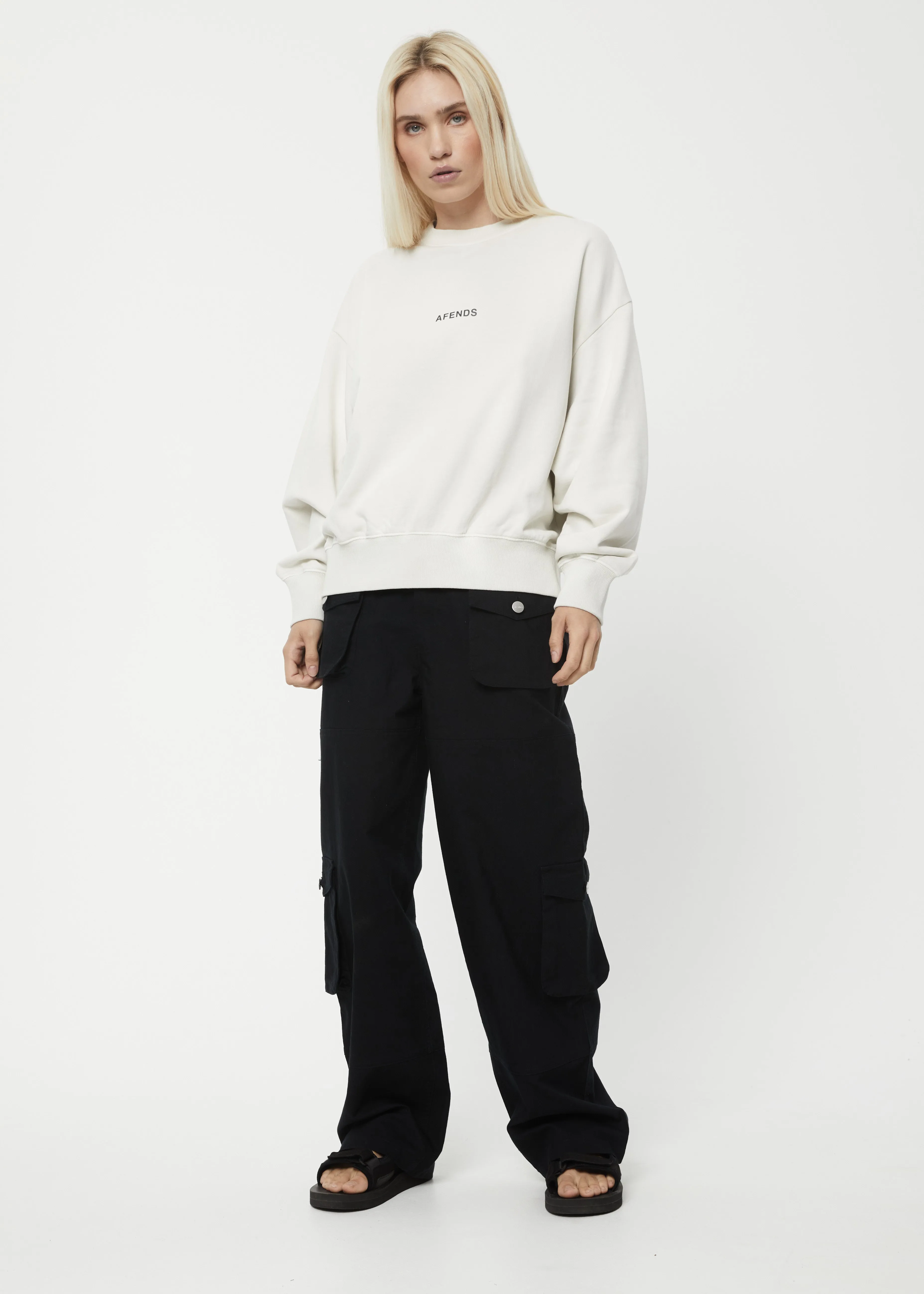 AFENDS Womens Boundless - Crew Neck Jumper - Off White
