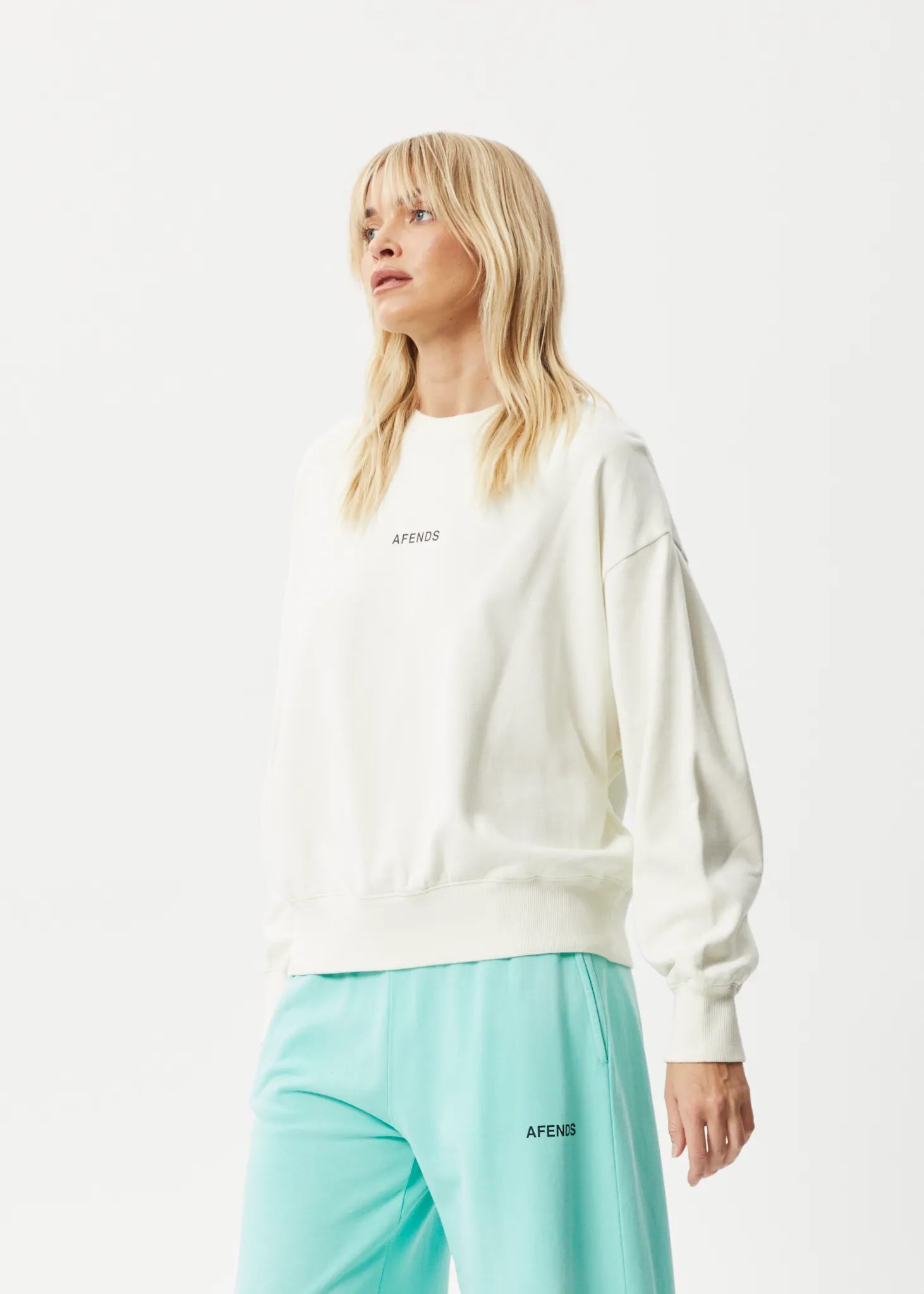 AFENDS Womens Boundless - Crew Neck Jumper - Off White