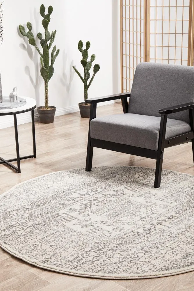 Apadana  Jasper  Silver Round Rug