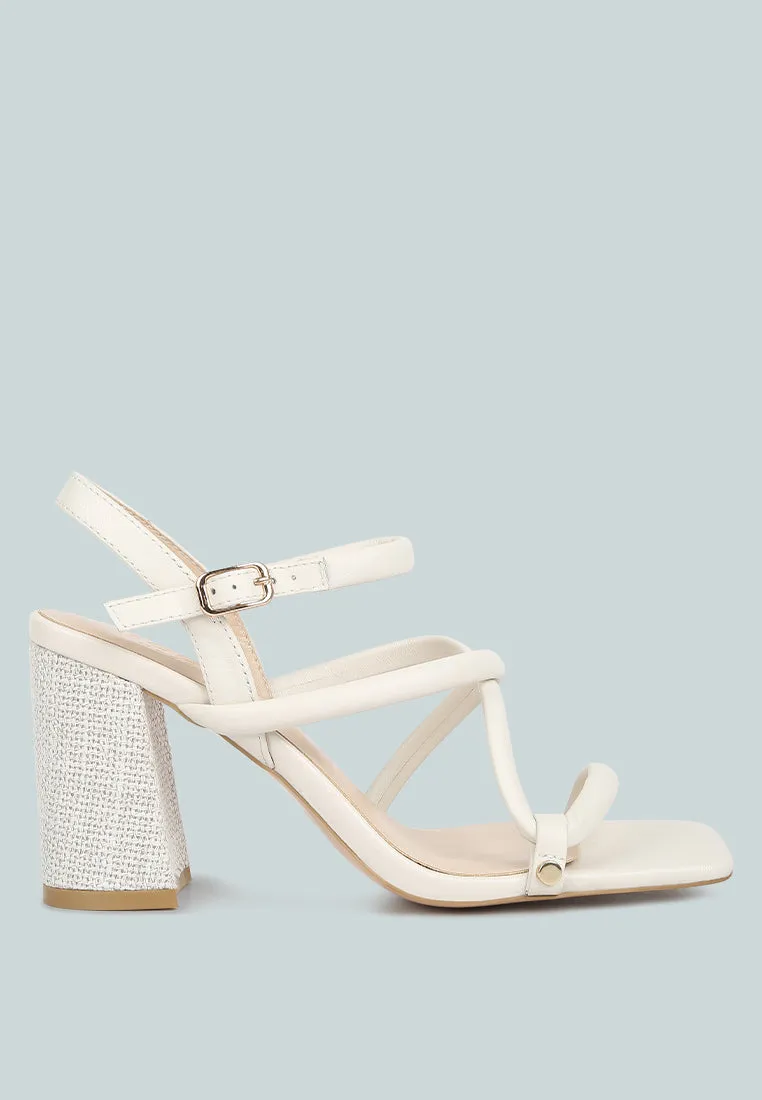 ARTHA open square toe block heel sandals in Off White