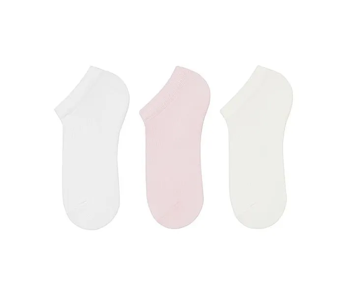 Baby Girl Trainer Socks Pink Plain 3Pk (0-12mths)