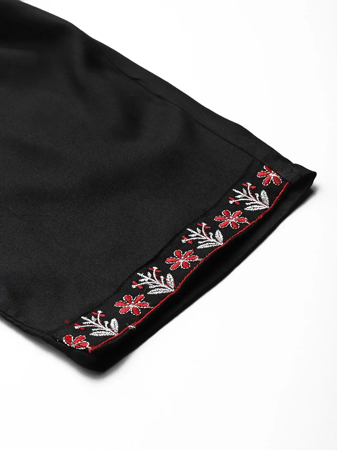 Black Solid Kurta Set With Digital Printed Dupatta