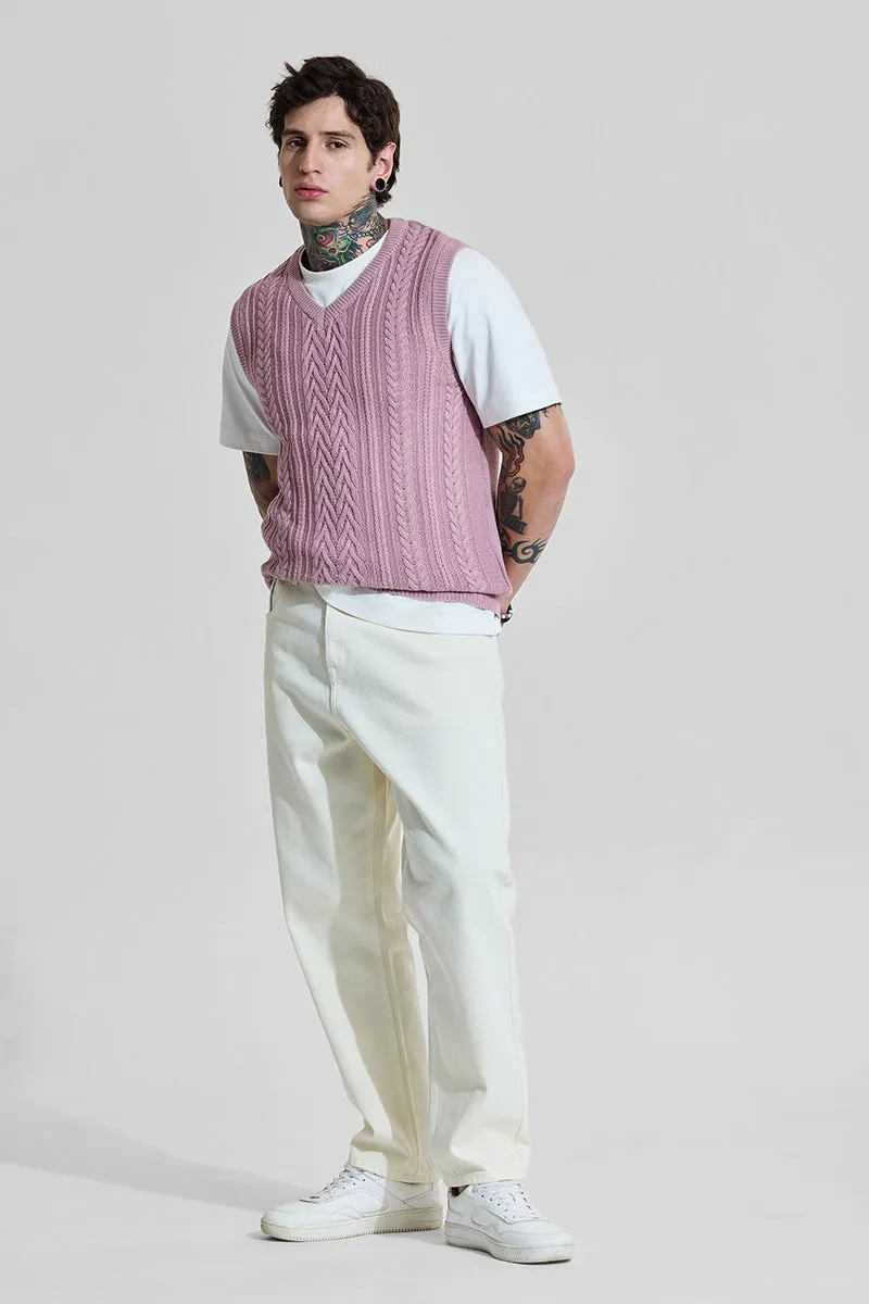 Bordeaux Mauve Cable Knitted Sweater Vest