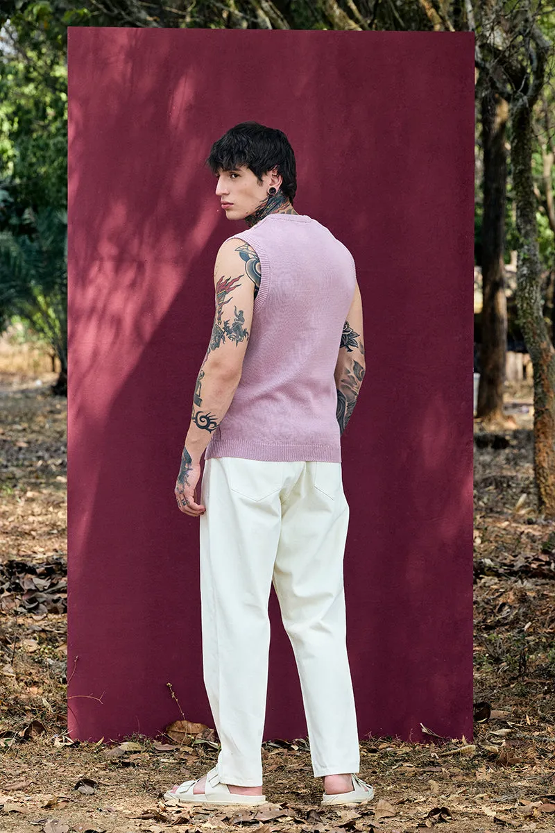Bordeaux Mauve Cable Knitted Sweater Vest