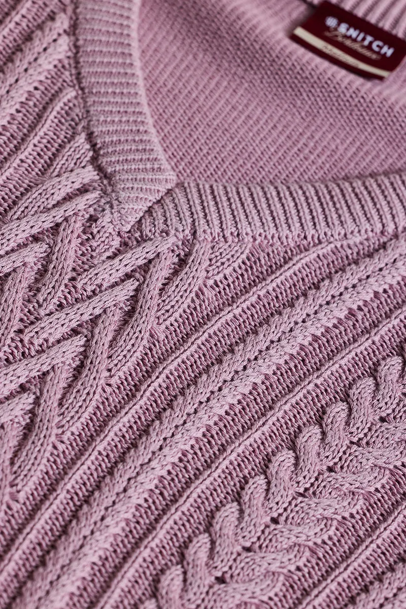 Bordeaux Mauve Cable Knitted Sweater Vest
