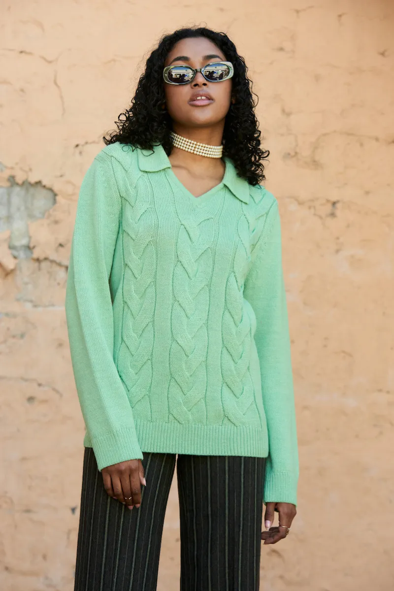 CABLES KNITTED MINT JUMPER