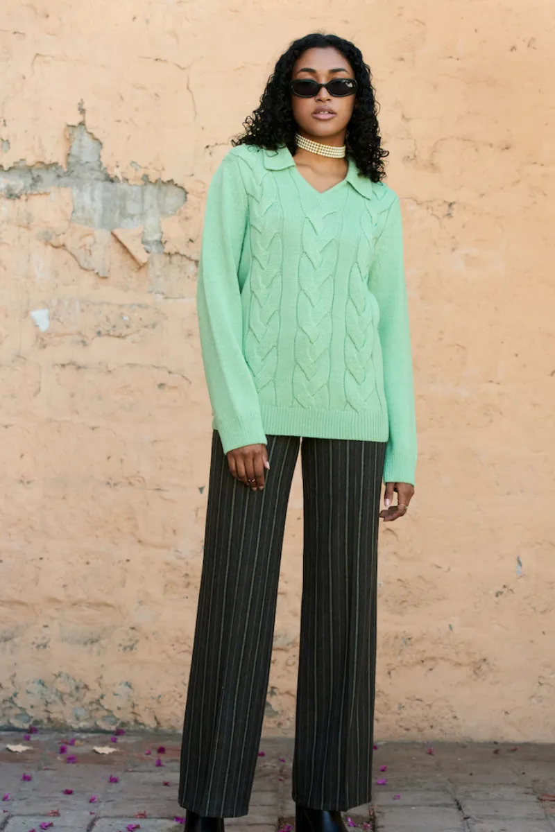 CABLES KNITTED MINT JUMPER