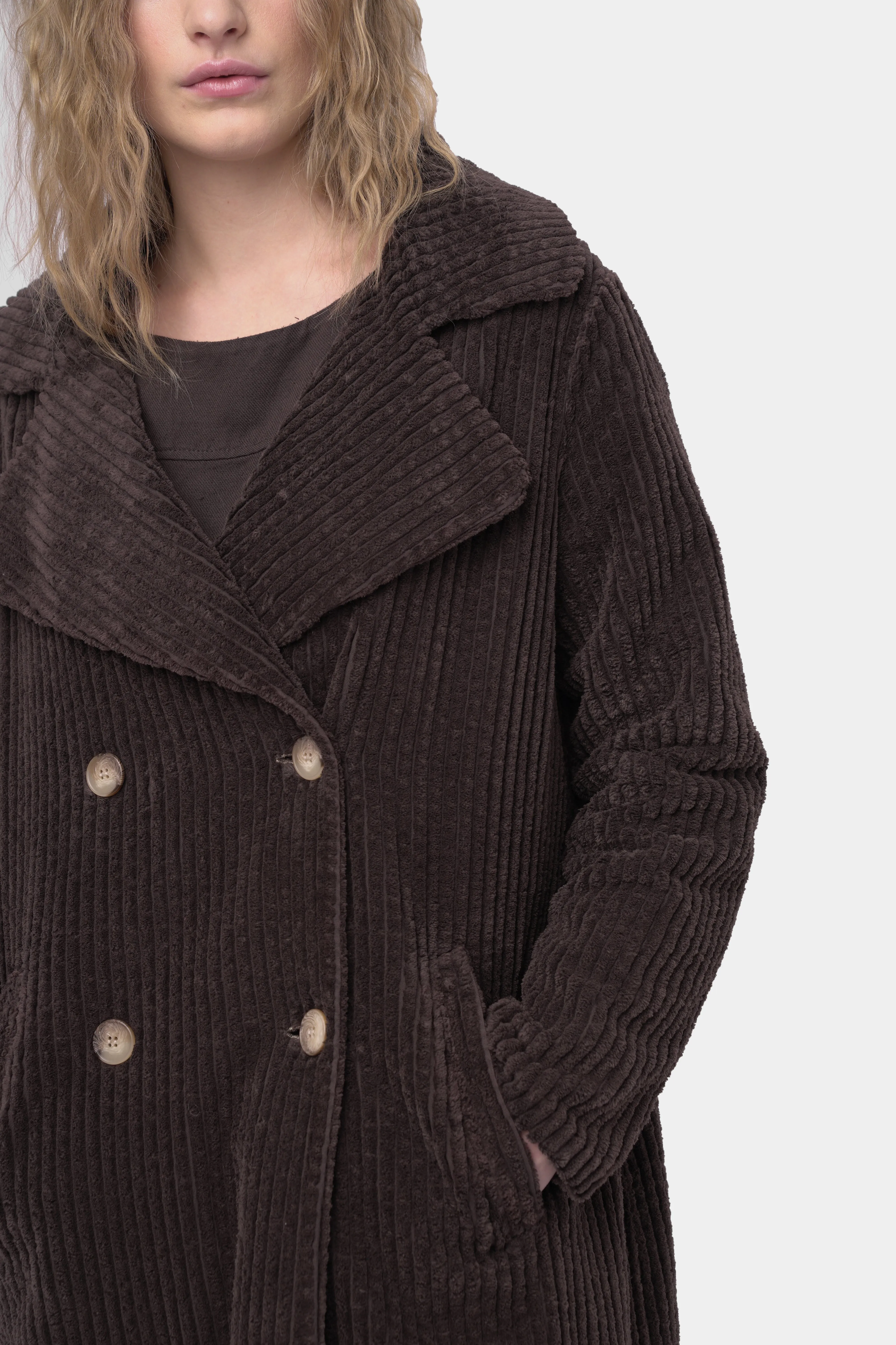 Corduroy Double-Breasted Overcoat