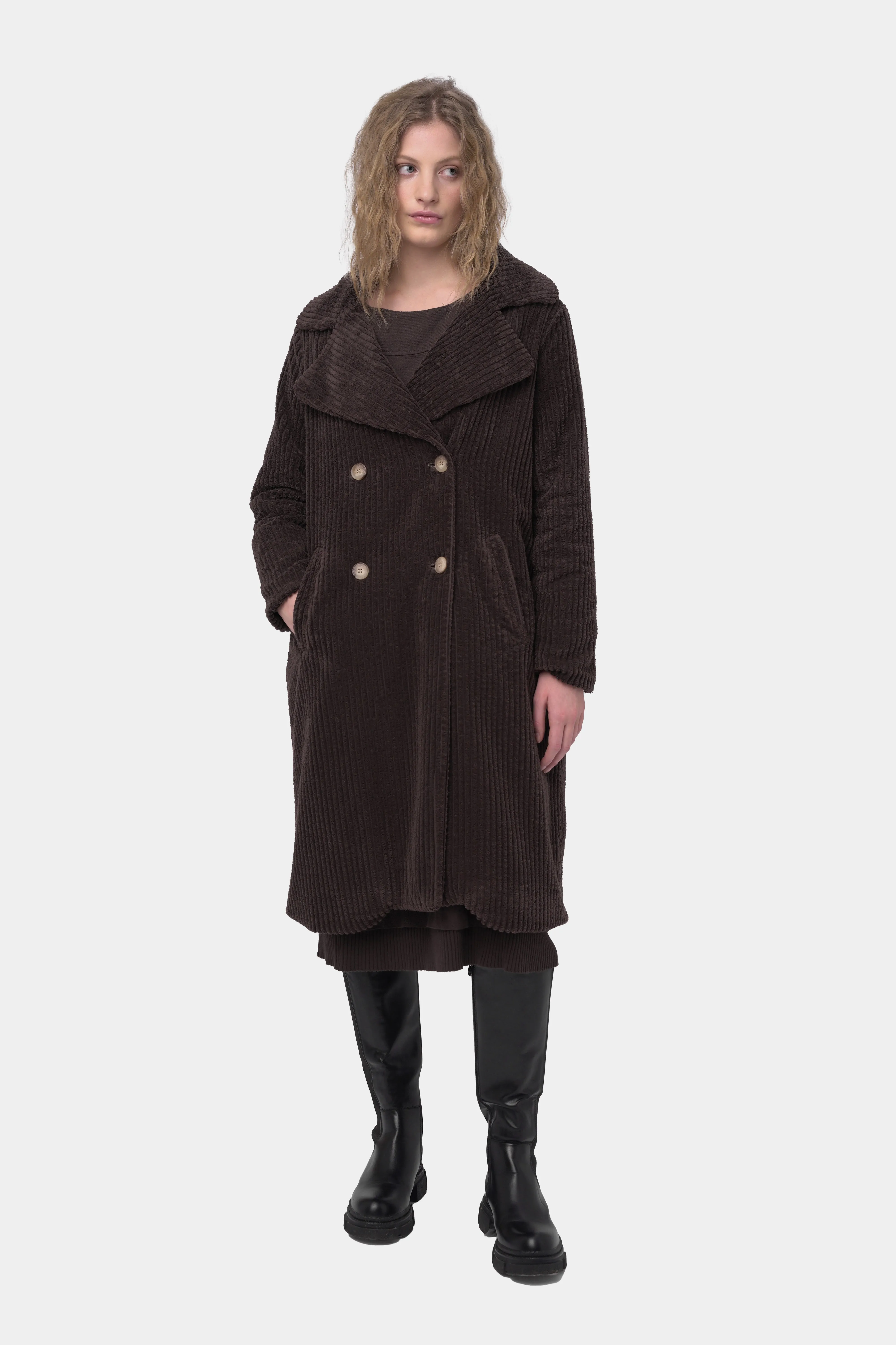 Corduroy Double-Breasted Overcoat