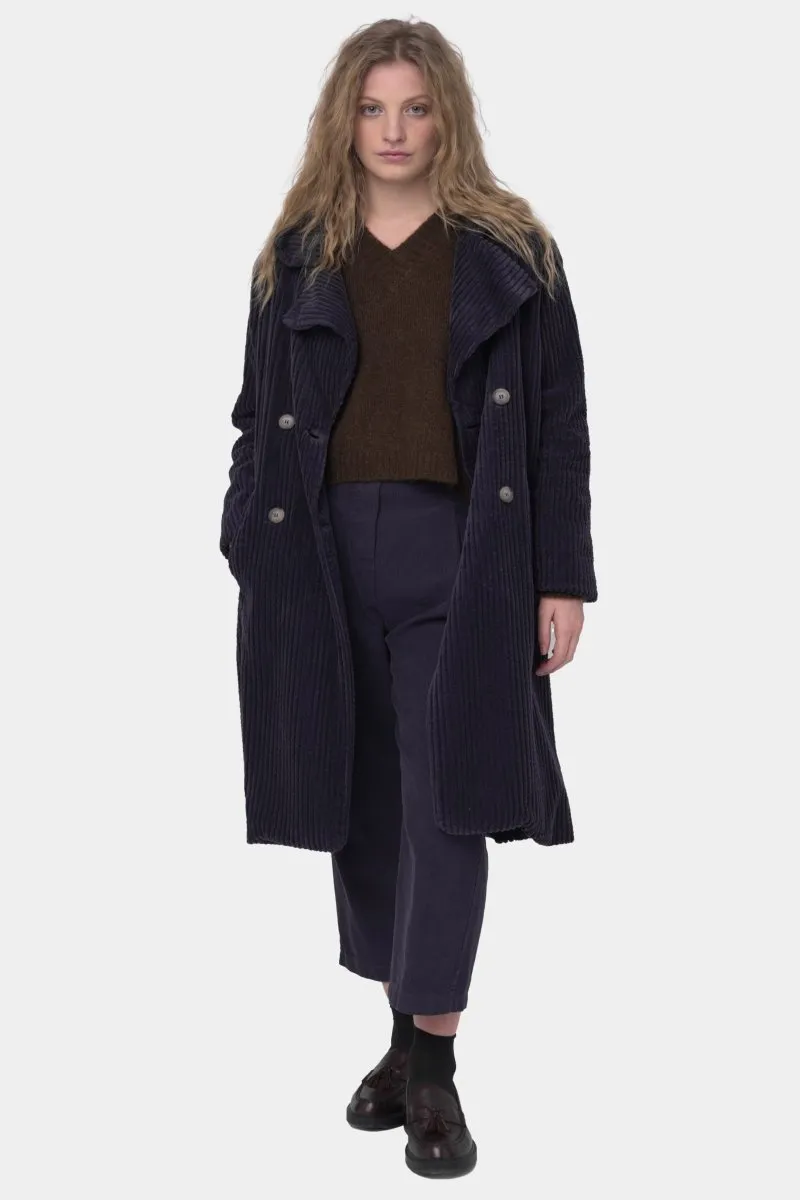 Corduroy Double-Breasted Overcoat