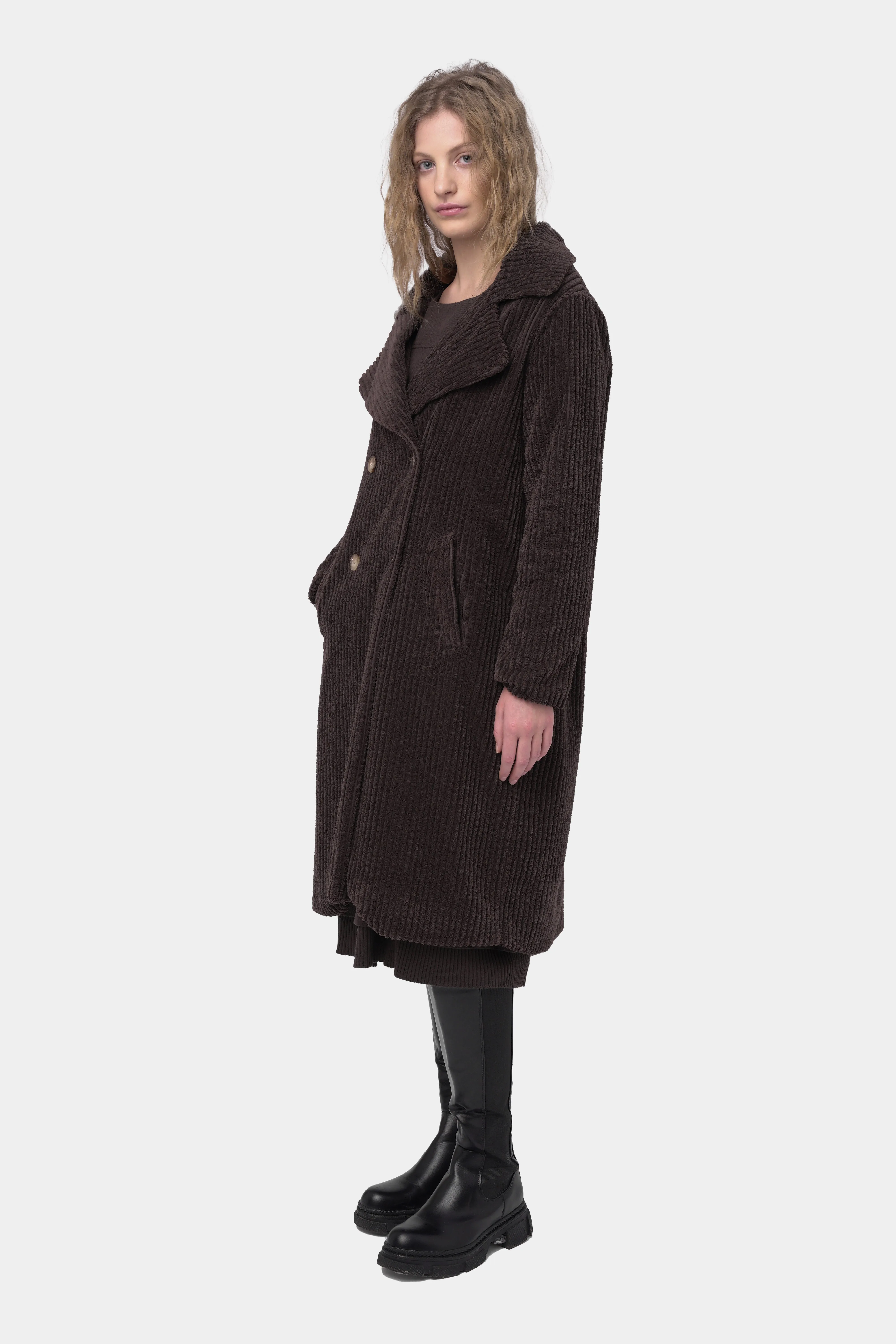 Corduroy Double-Breasted Overcoat