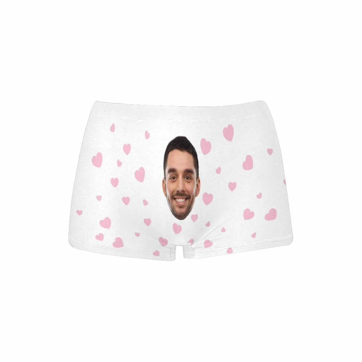 Custom Face Underwear for Ladies Personalized Pink Love Heart Women's Boyshort Panties