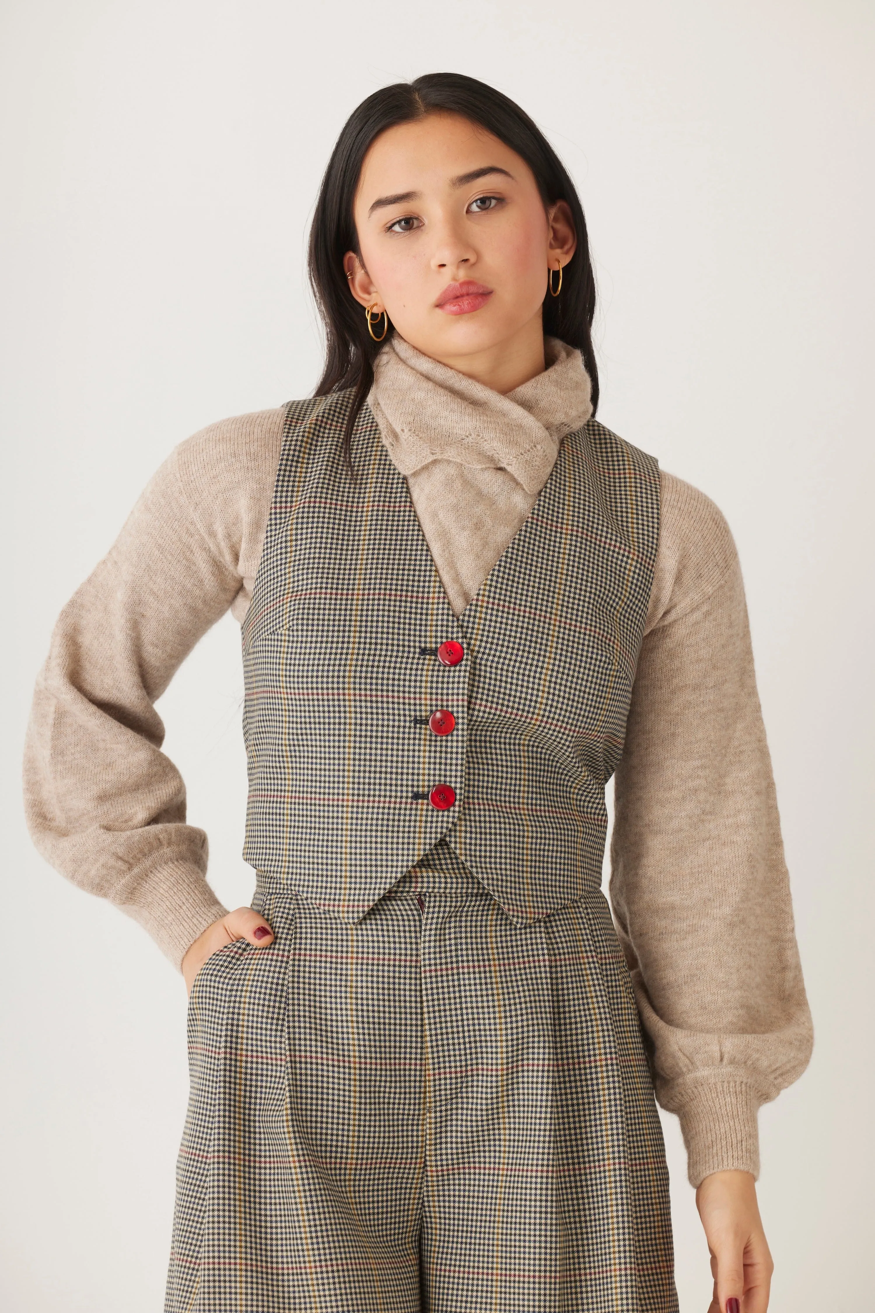 Diane Vest in Tropical Wool Plaid