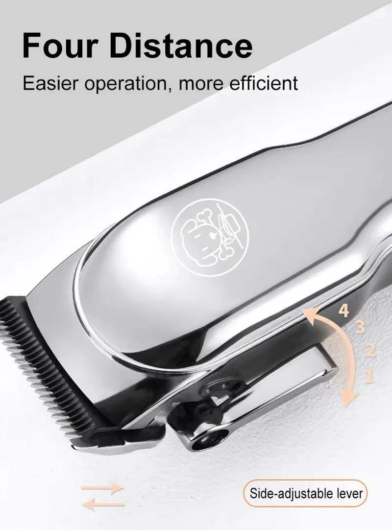 Dog Grooming Clipper with Adjustable Blades and Accessories