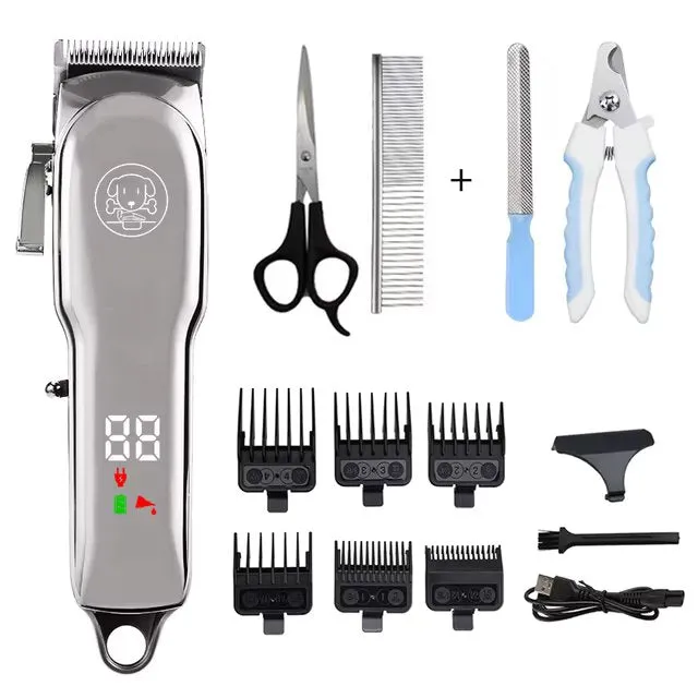 Dog Grooming Clipper with Adjustable Blades and Accessories