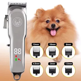 Dog Grooming Clipper with Adjustable Blades and Accessories