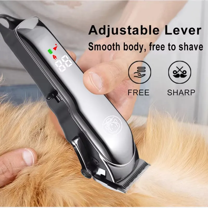 Dog Grooming Clipper with Adjustable Blades and Accessories