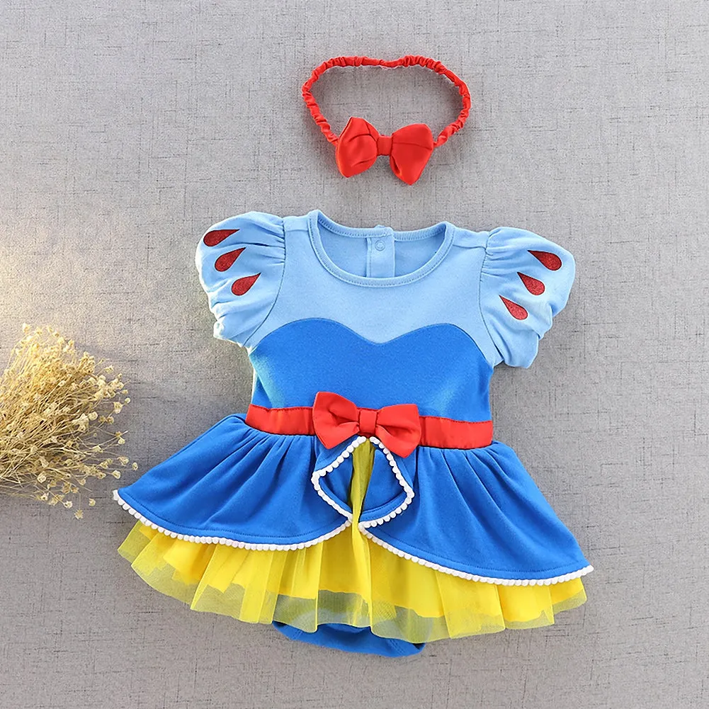 FC212 - Baby Girl Princess Romper Costumes Onesie Dress Bodysuit with Headband
