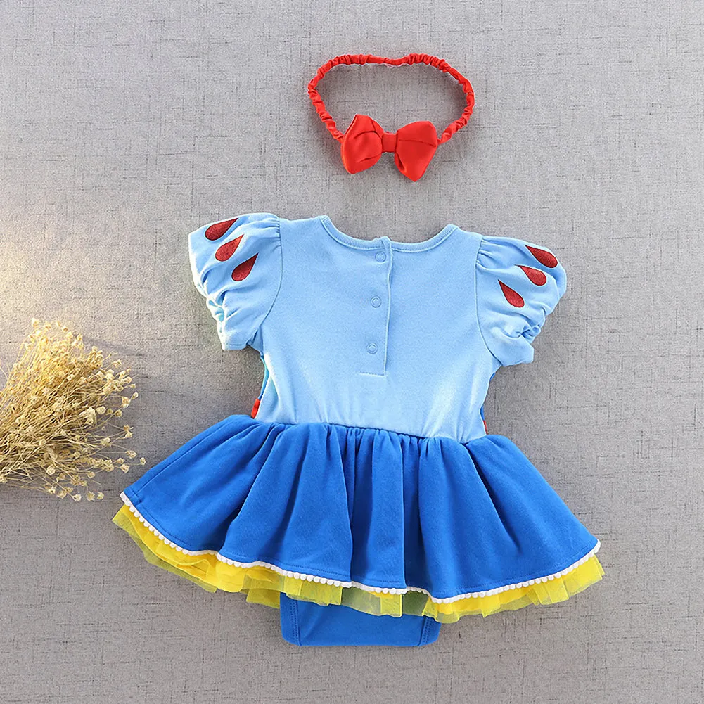 FC212 - Baby Girl Princess Romper Costumes Onesie Dress Bodysuit with Headband