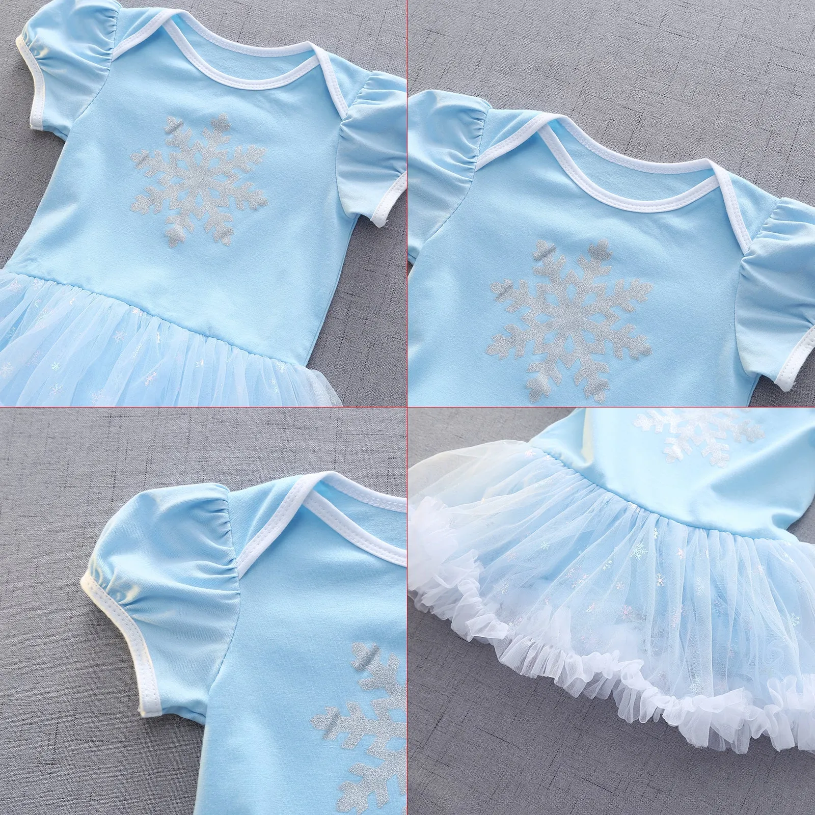 FC296 - Baby Girl Princess Romper Costumes Onesie Dress Bodysuit with Headband
