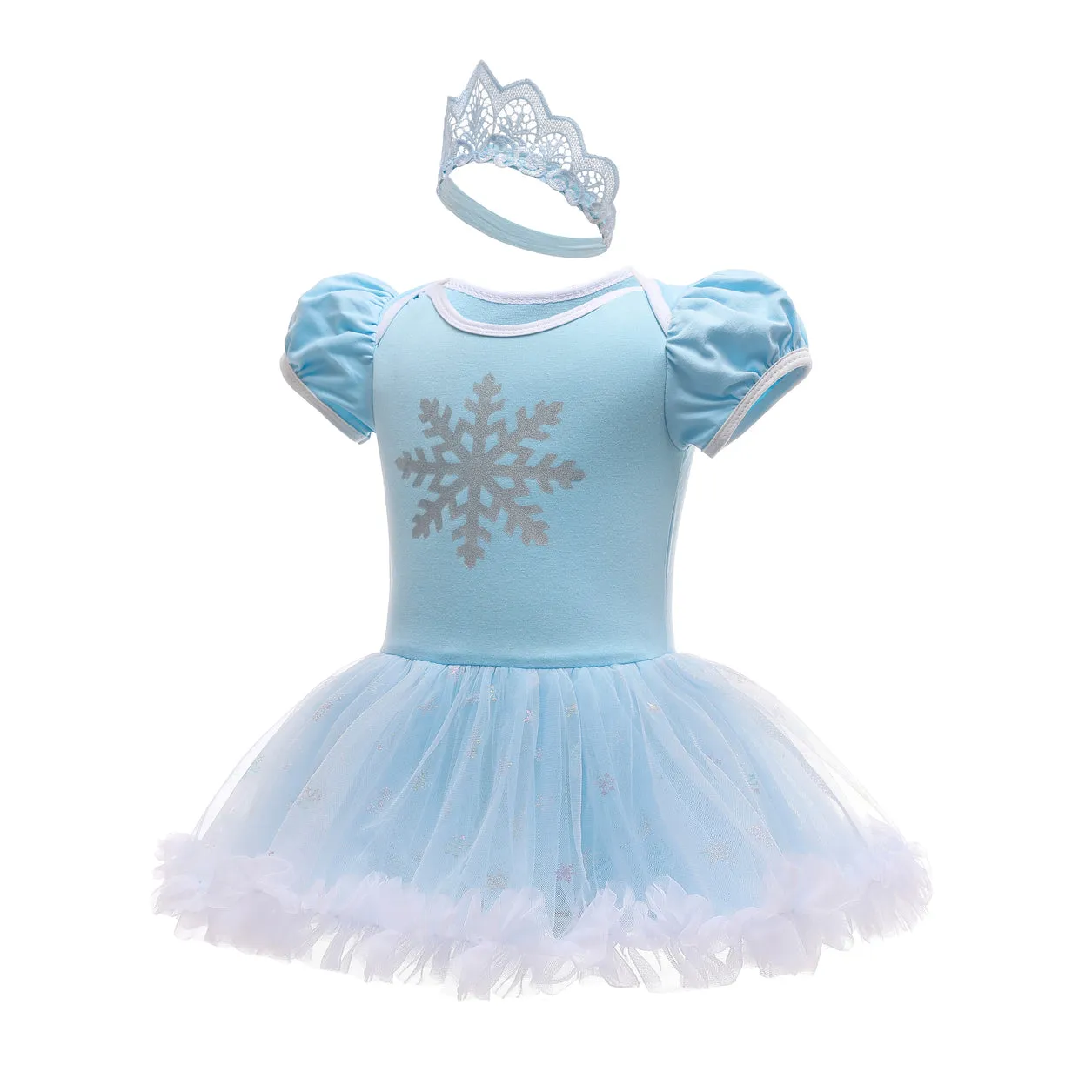 FC296 - Baby Girl Princess Romper Costumes Onesie Dress Bodysuit with Headband