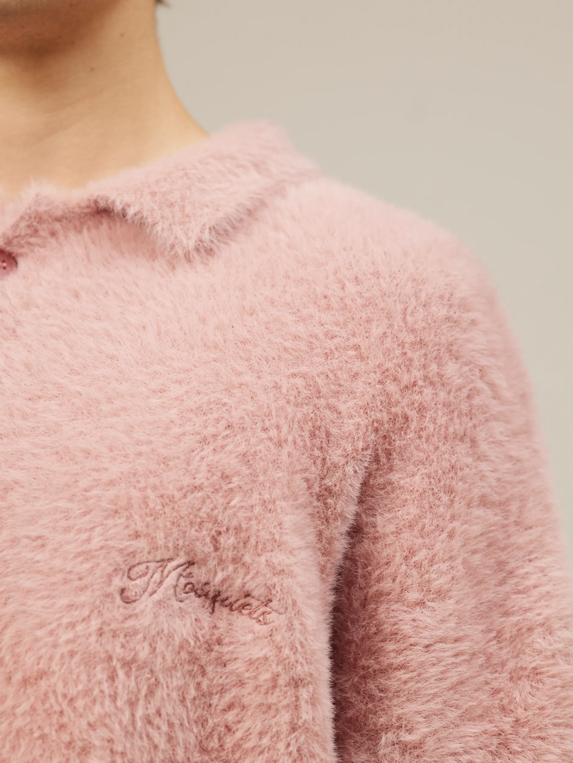 FUZZY MOHAIR POLO "OLD ROSE"