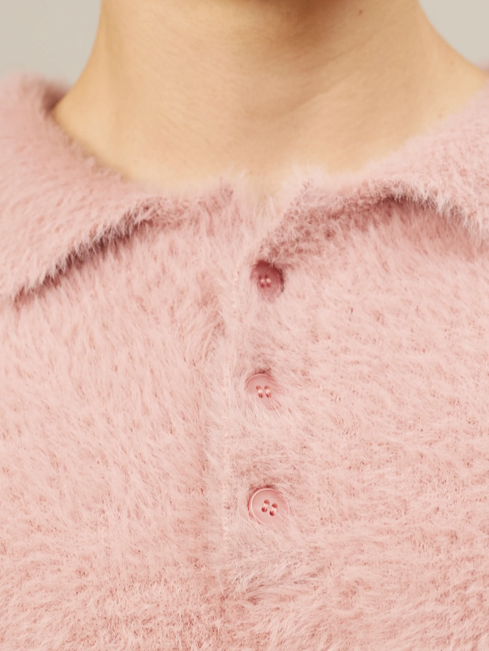 FUZZY MOHAIR POLO "OLD ROSE"