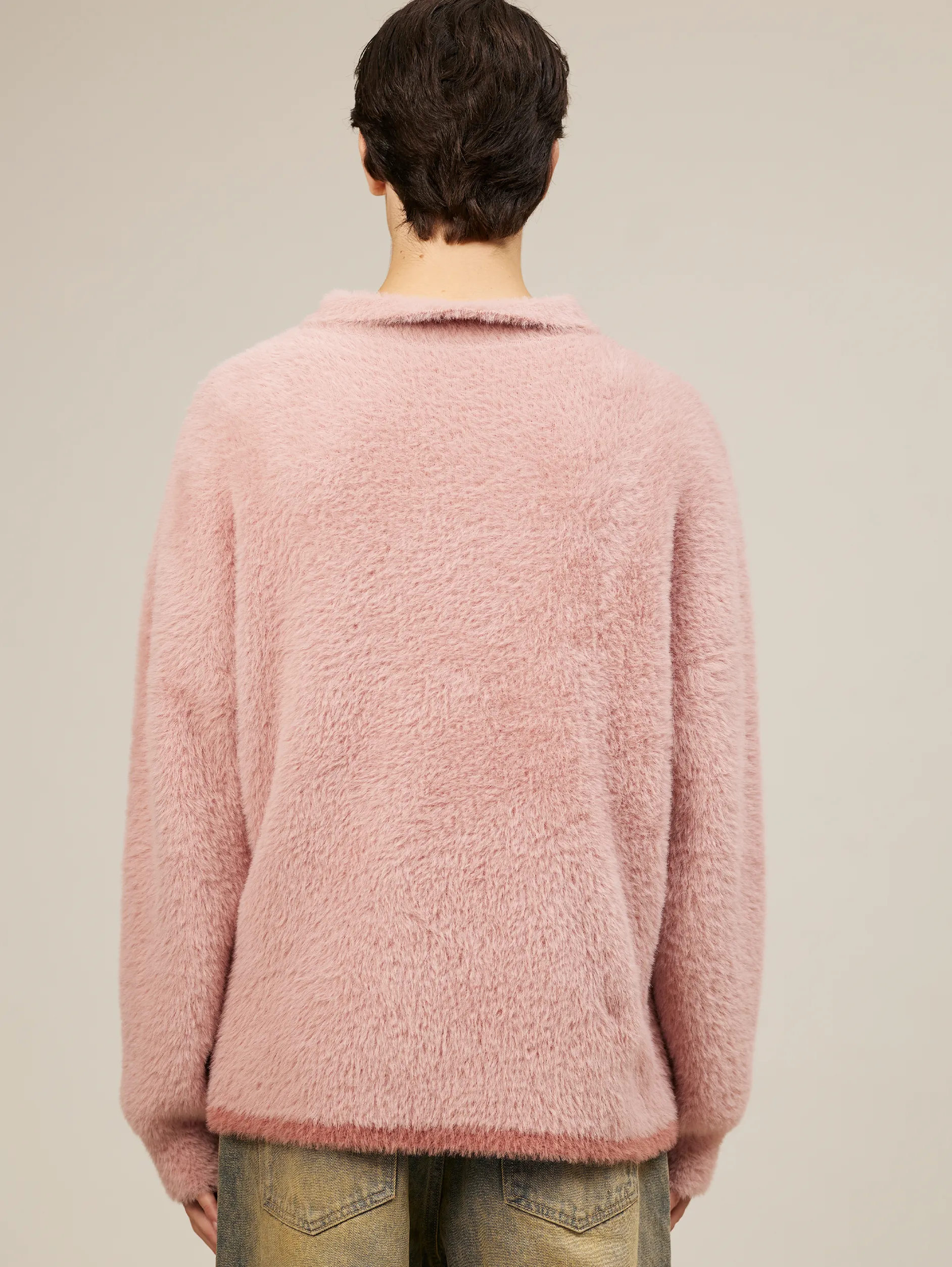 FUZZY MOHAIR POLO "OLD ROSE"