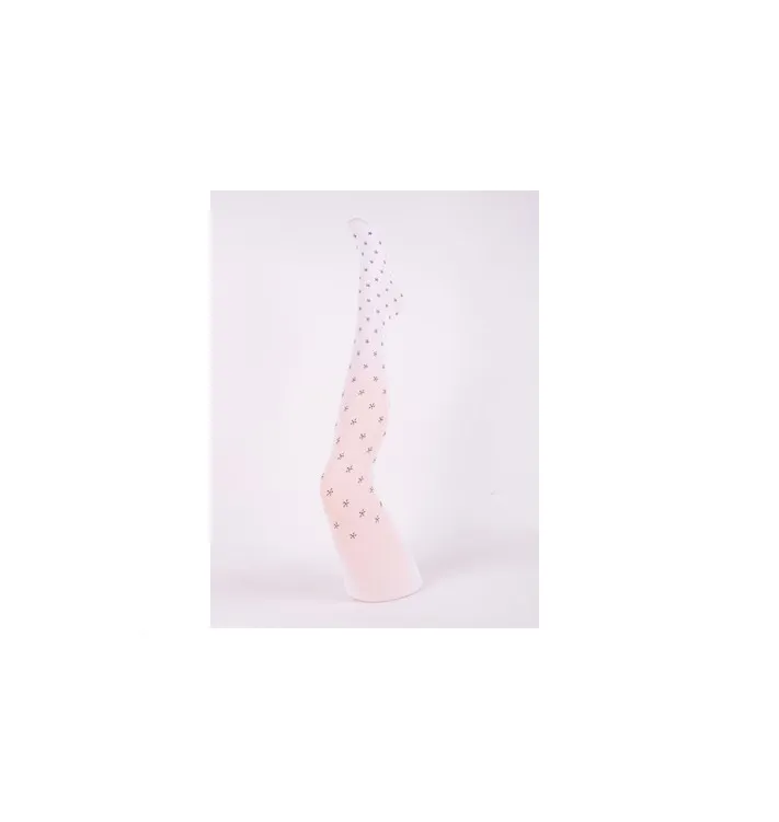 Girls 40 Den Tights Flower Pattern On White (2-6Yrs)