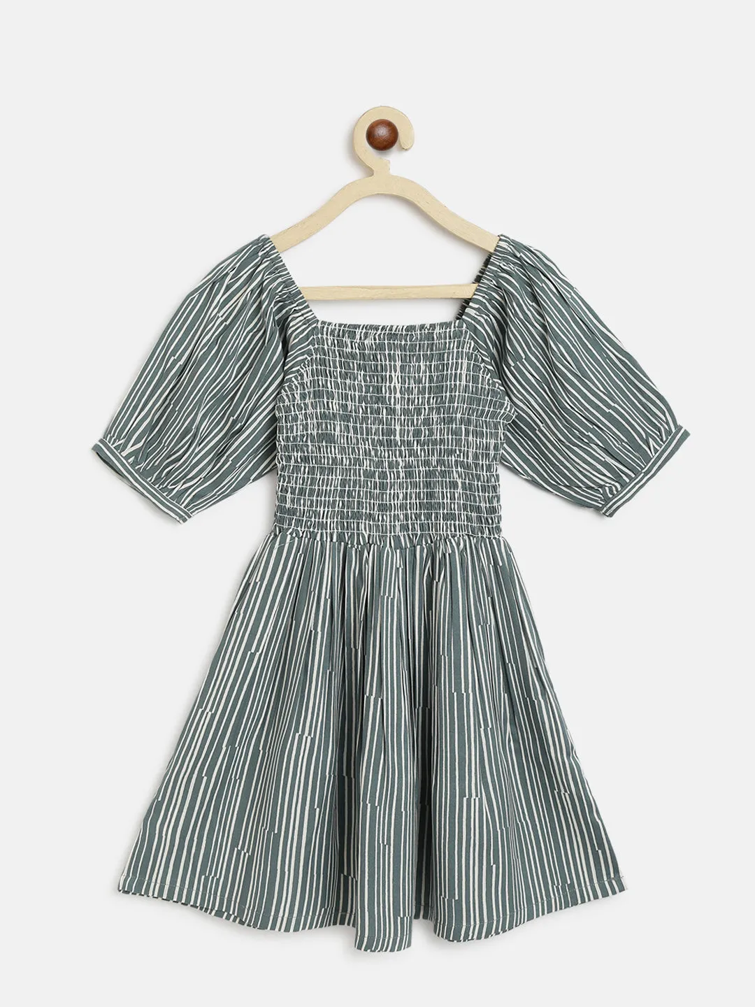 Girls Grey Striped Dress