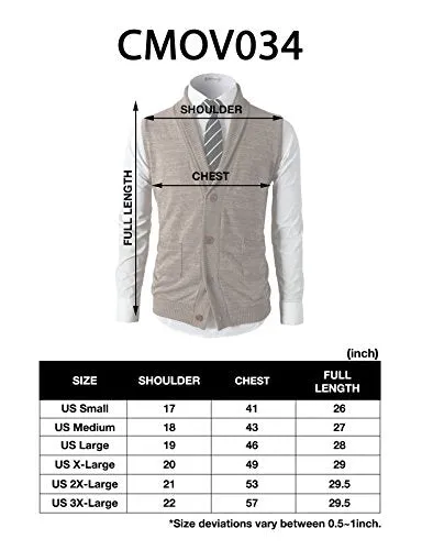 H2H Men Fashion Basic Shawl Collar Knitted Slim Line Vest MUSTARD US M/Asia L (CMOV034)