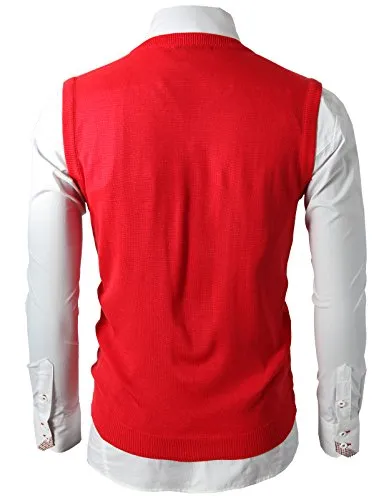 H2H Mens Basic Designed Fitted Knit Warm Vest RED US S/Asia M (KMOV050)