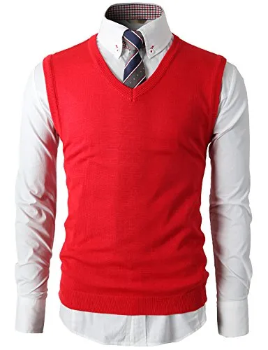 H2H Mens Basic Designed Fitted Knit Warm Vest RED US S/Asia M (KMOV050)