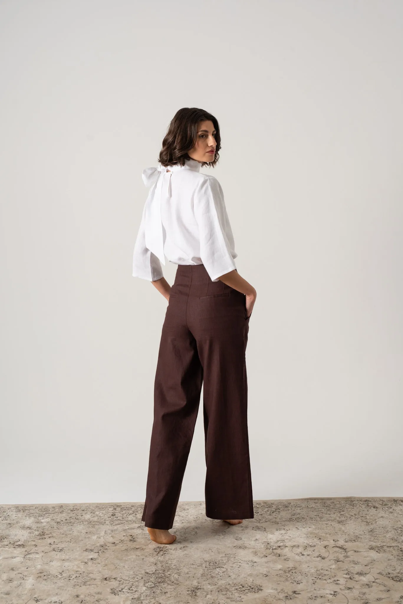 Hanne Linen Trouser Brown Espresso