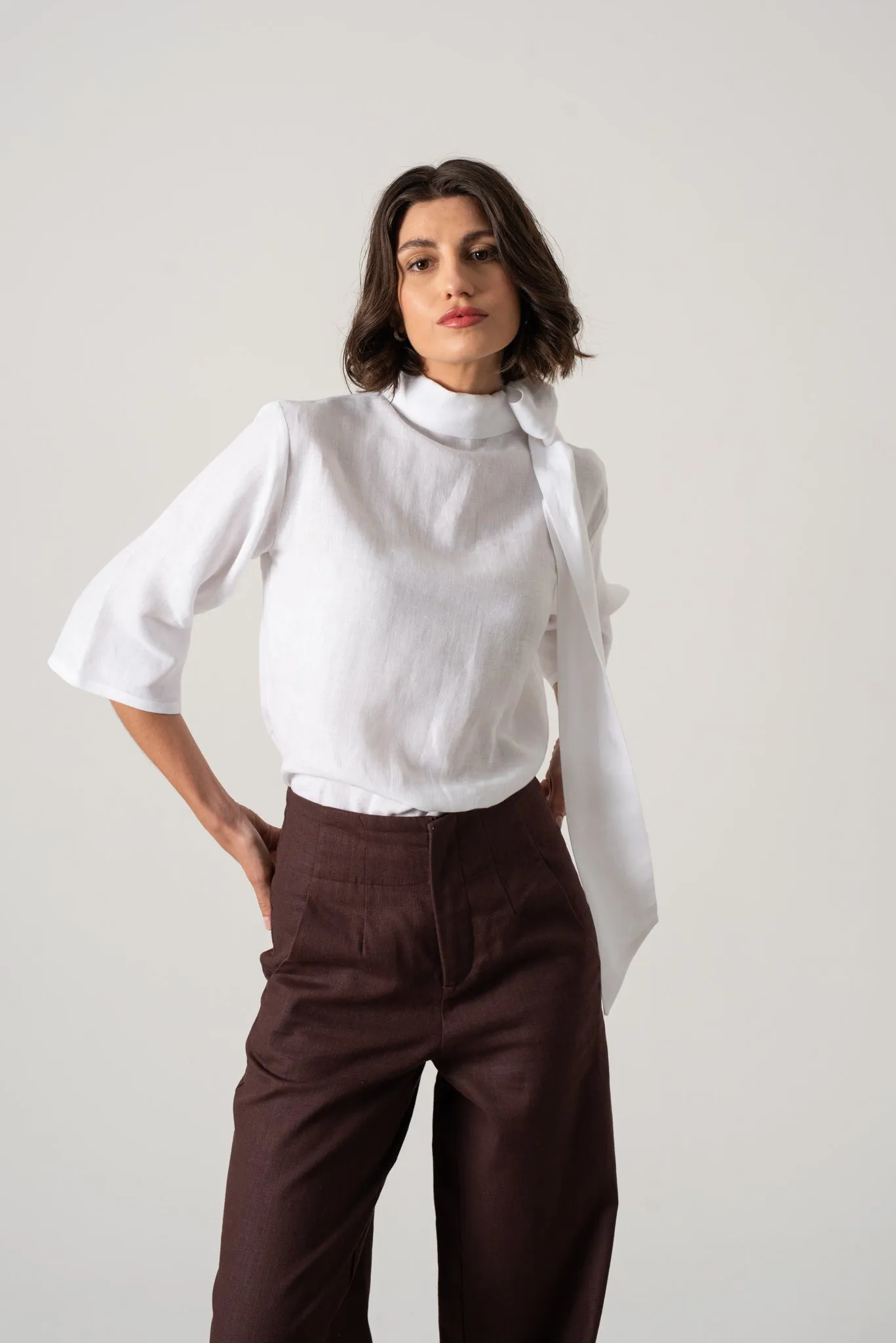 Hanne Linen Trouser Brown Espresso