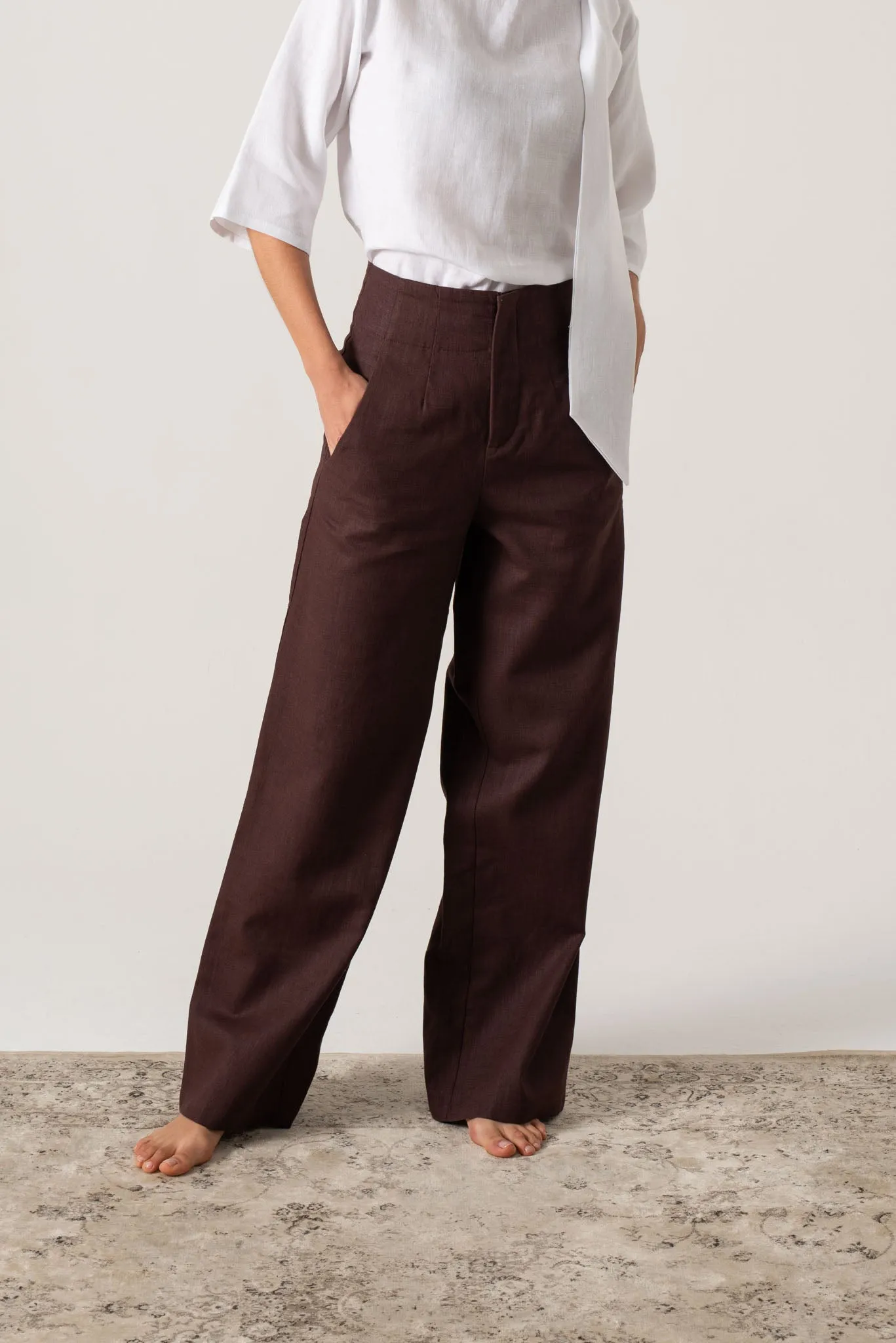 Hanne Linen Trouser Brown Espresso