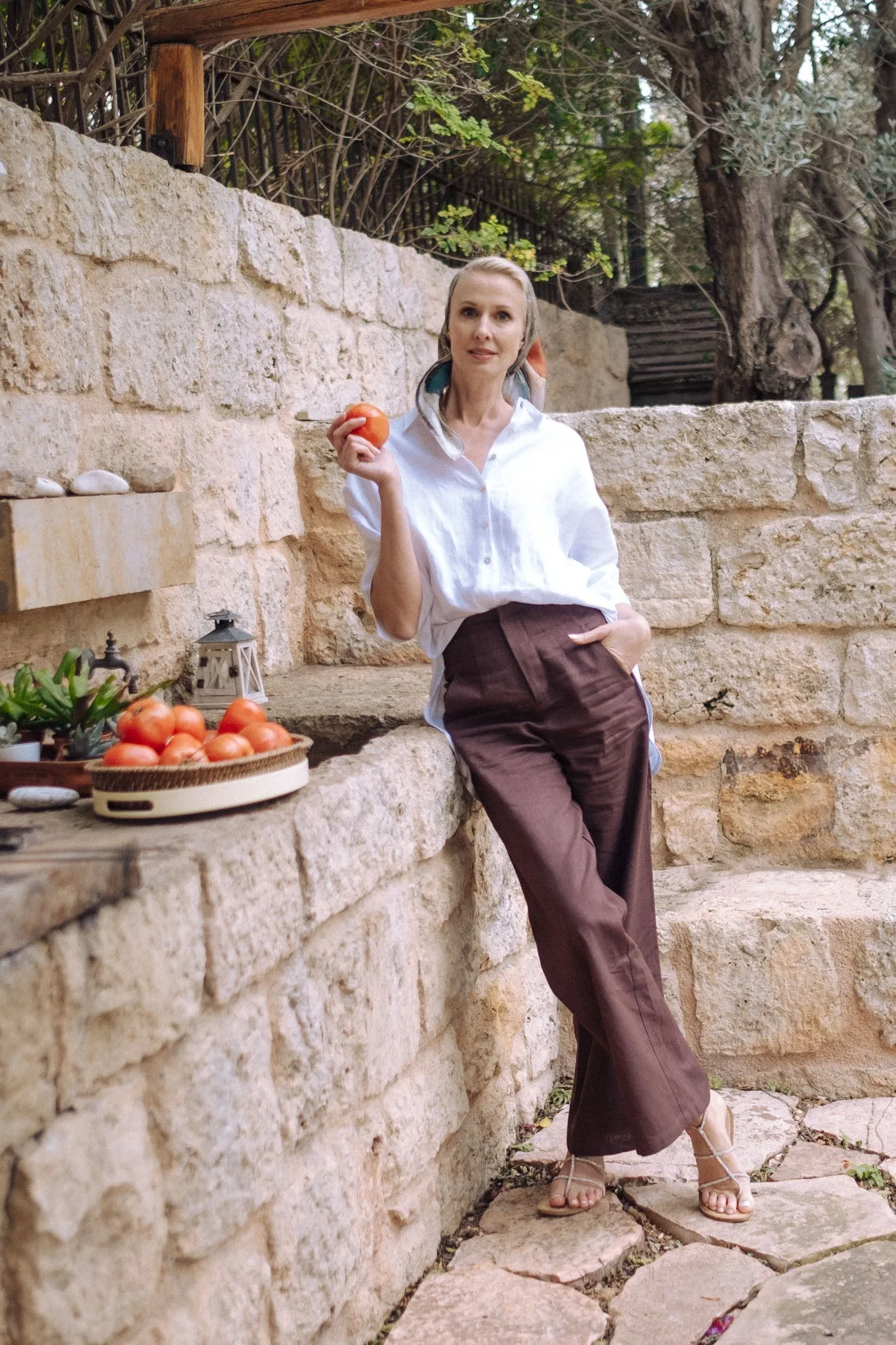 Hanne Linen Trouser Brown Espresso