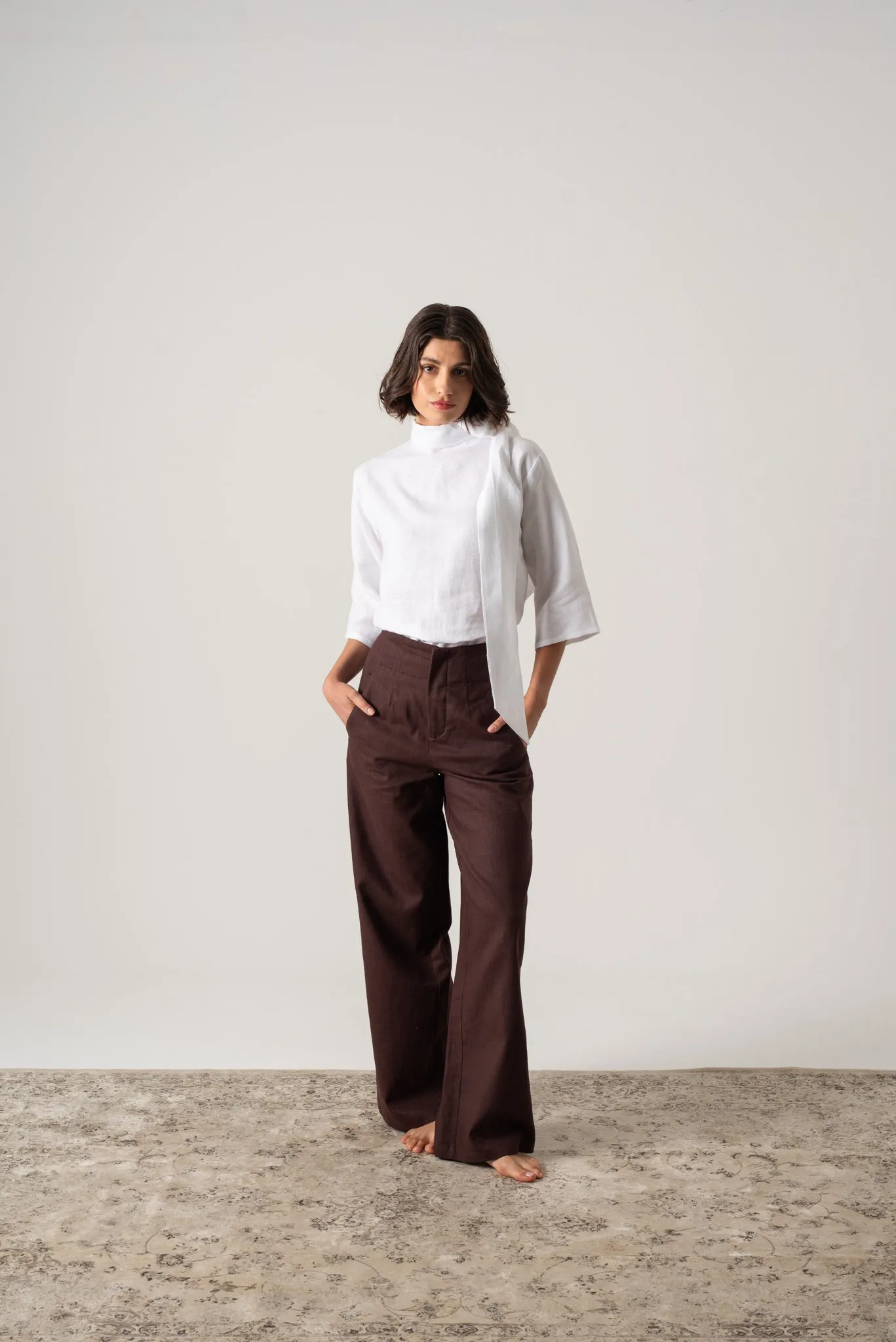 Hanne Linen Trouser Brown Espresso