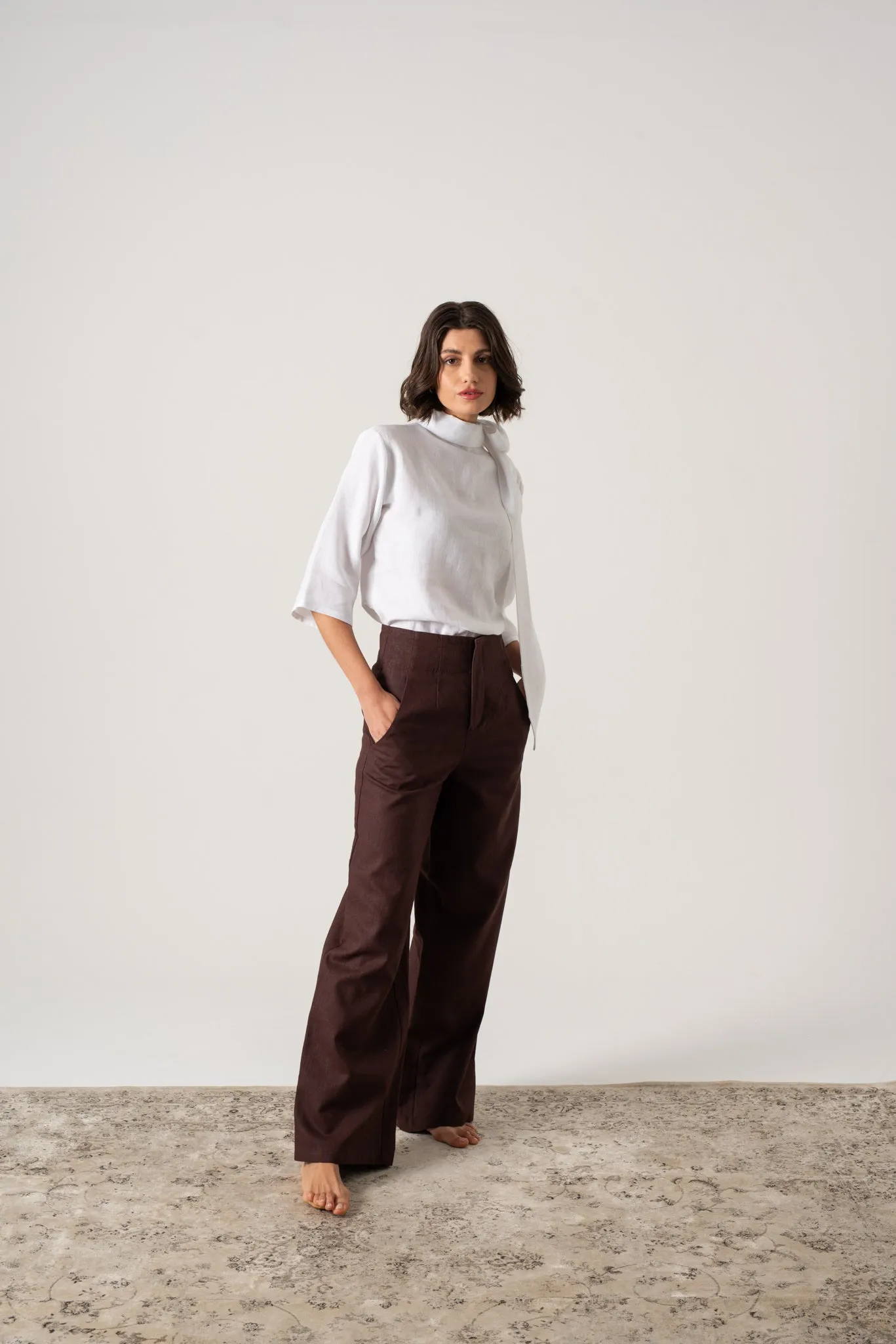 Hanne Linen Trouser Brown Espresso