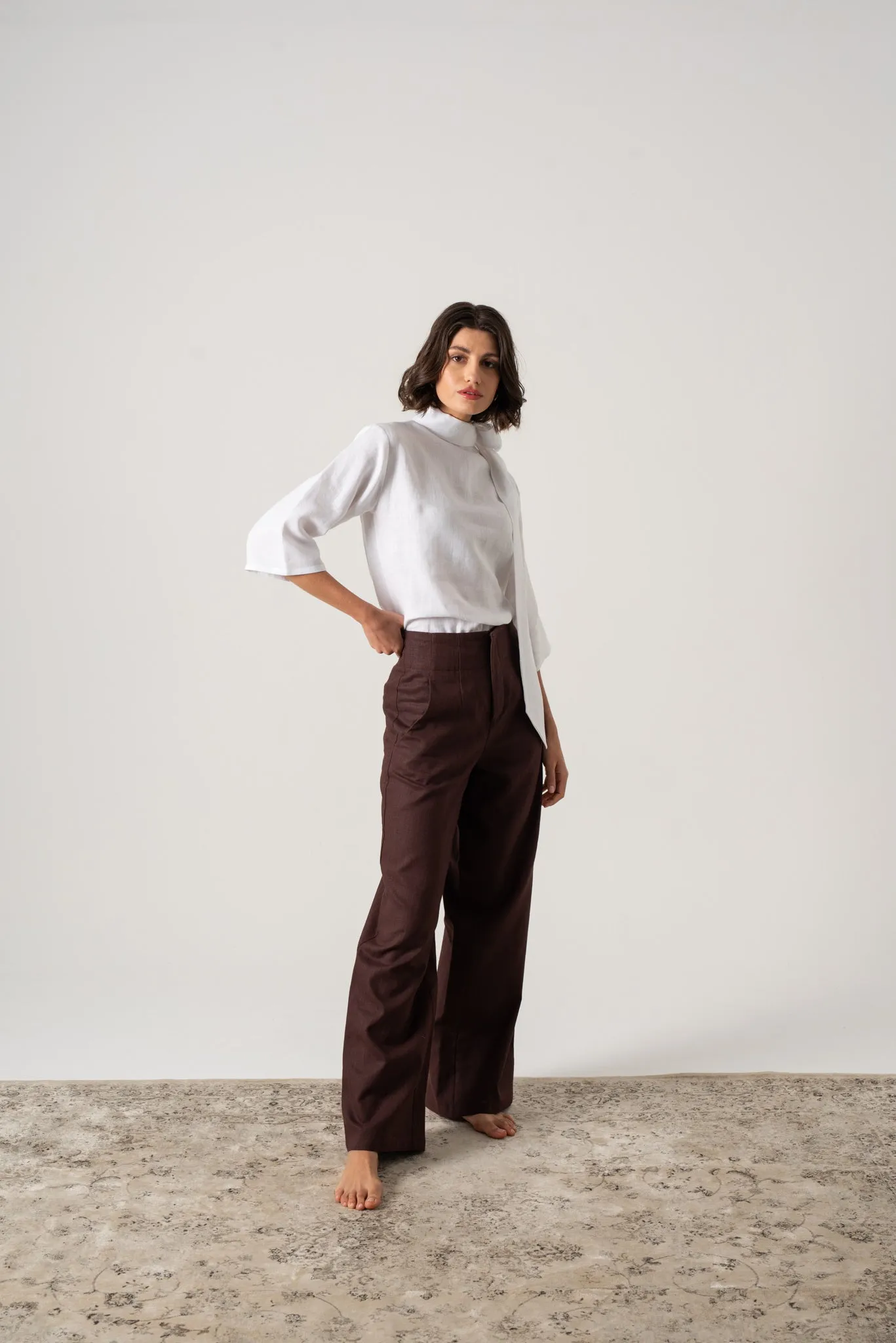 Hanne Linen Trouser Brown Espresso