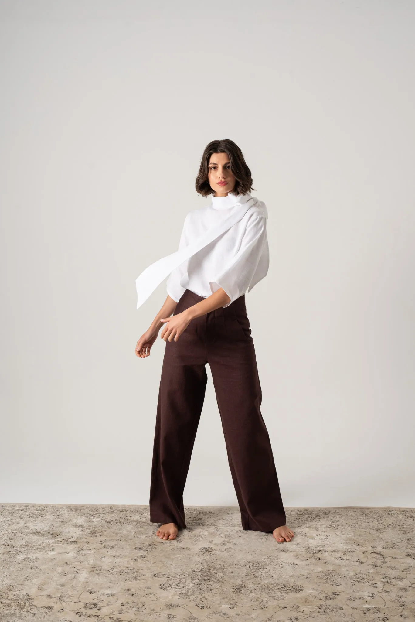 Hanne Linen Trouser Brown Espresso
