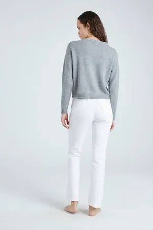 HOLLY ROUND NECK CASHMERE SWEATER - PEBBLE GRAY