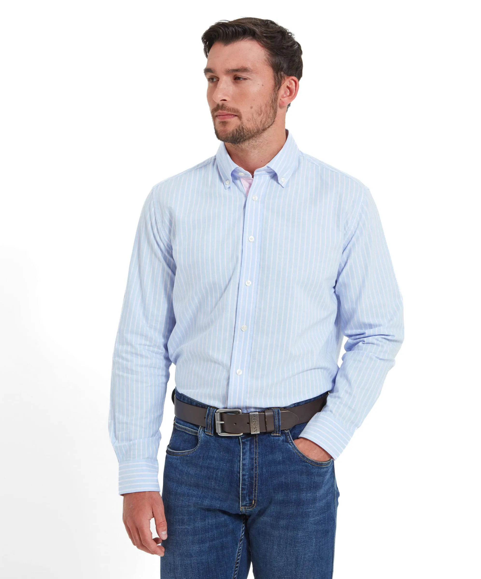 Holt Soft Oxford Tailored Shirt - Blue/Pink Stripe