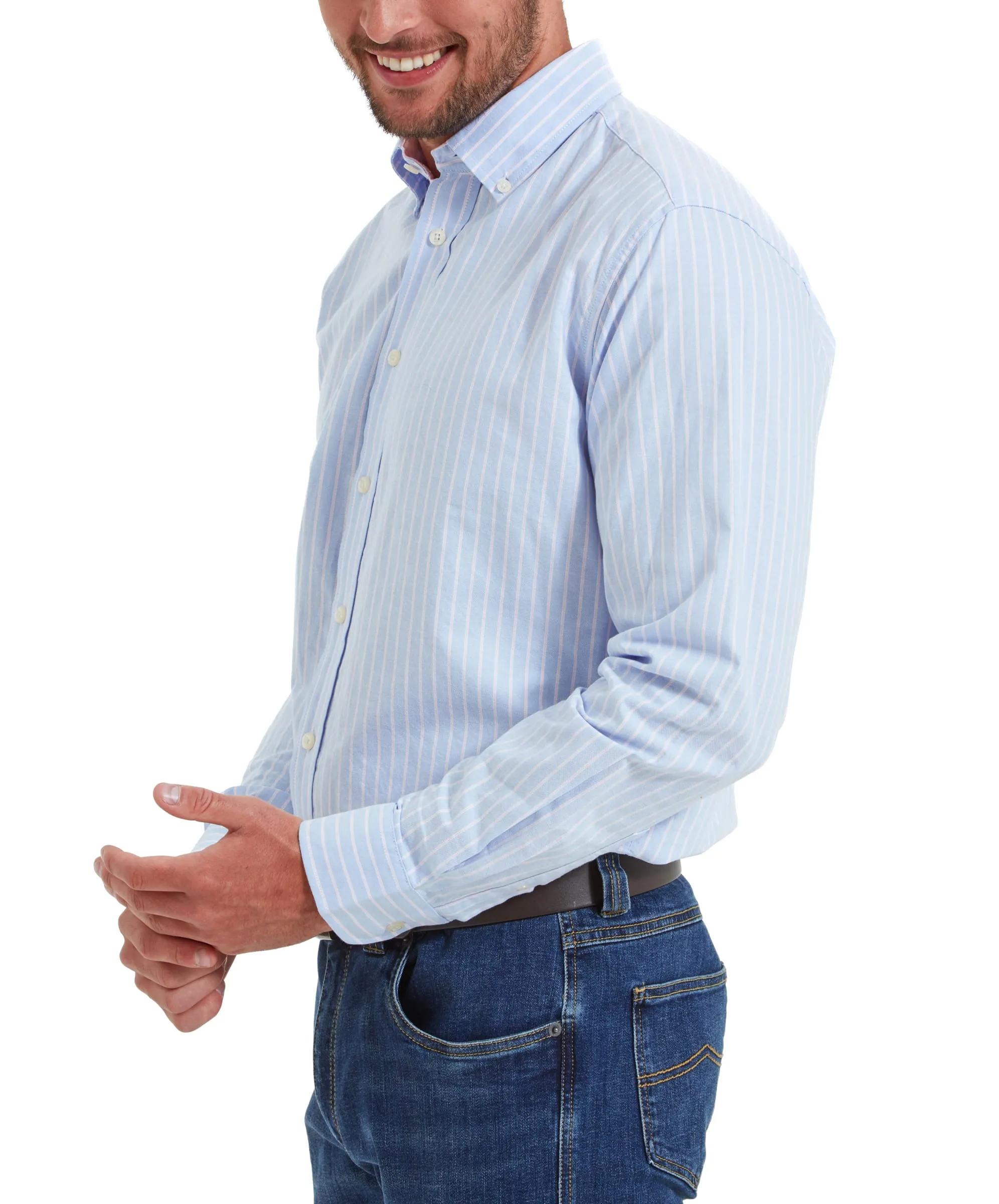 Holt Soft Oxford Tailored Shirt - Blue/Pink Stripe